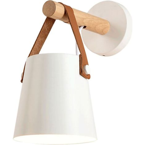 Applique Murale Bois - Design Minimaliste Blanc - Pour Couloir Et Chevet - Luminaire Décoratif Intérieur - 1 Pièce (1/5)