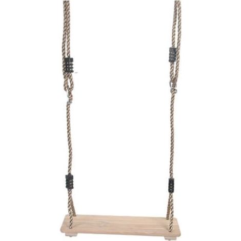 Balançoire pour enfant en bois de pin massif 40x16cm – Charge maximale 60 kg – Cordes réglables 120-210 cm – Installation rapide (1/4)