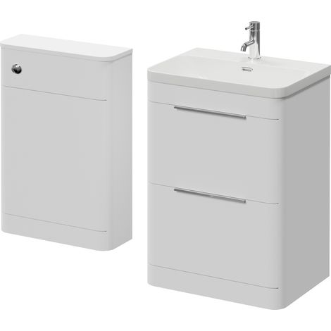 Oslo Gloss White 1150mm Vanity Unit Toilet Suite with Fina Basin - 1150mm - Chrome 300mm Finger PullWithout Jubilee Toilet Pan