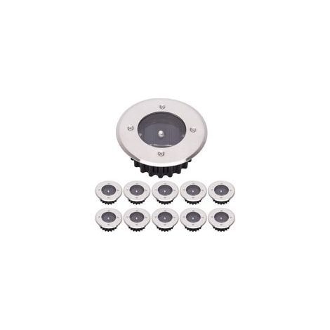 LED Lampe solaire au sol 10 Pack, lumière extérieure, Réverbère Lumières, Ensevelies Lumière, étanche IP65 (Blanc Froid, Rond) [Classe énergétique A+]