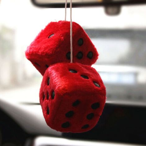 Tbest Plüsch-Auto-Anhänger Würfel, Craps, Auto-Rückspiegel-Dekoration, Hochwertiges Baumwollmaterial, Unifarben, Farbecht, Drücken Sie Ihren Stil aus (rot)