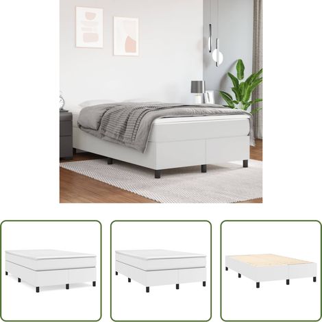 Kunstlederbett - Boxspringbettgestell Weiß 120x200 cm Kunstleder (1/5)