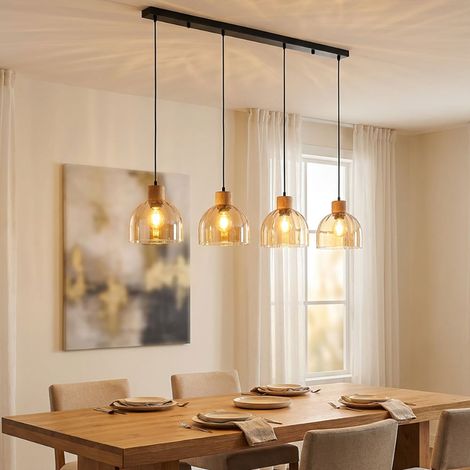 Suspension LED pour salon, 4 ampoules, métal noir, H 120 cm (1/5)
