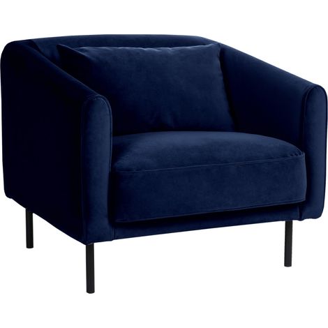 Fauteuil en velours pieds droits en métal - Bleu marine - WINSEN (1/5)