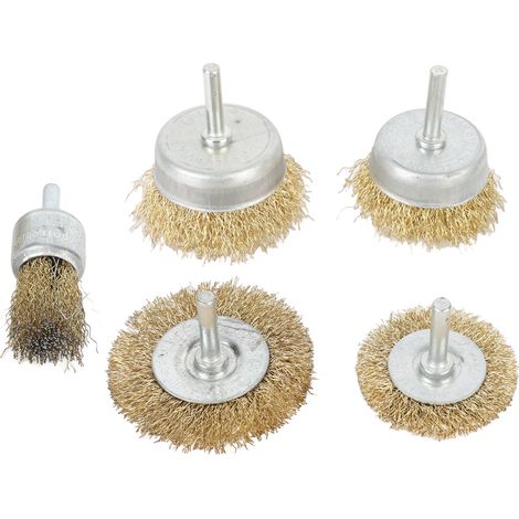 Ensemble de 5 brosses métalliques à godet cranté en acier inoxydable pour meuleuse d'angle, pour le décapage de la rouille (1/5)