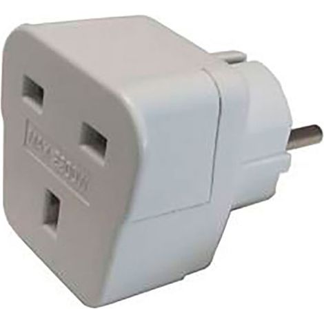 Adaptador reino unido a europeo 13 a 250 v blanco (retractilado) (1/2)