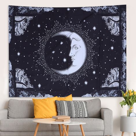 Toile murale décorative à motif lunaire Polyester 200x150cm pour salon chambre - Tapisserie d'art sans marque pour embellissement intérieur (1/5)
