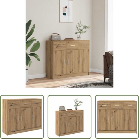Holzsideboard - Sideboard Artisan-Eiche 91x28x75 cm Holzwerkstoff (1/5)
