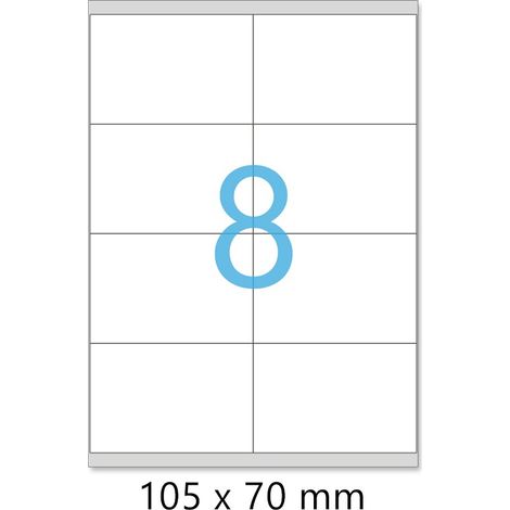 Lot de 100 Planches A4 de 8 étiquettes multi-usages A7 format 105 x 70 mm