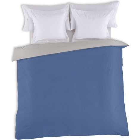 FUNDA NORDICA reversible azulón-plomo - Cama de 135/140 (1 pieza) - 50% algodón / 50% poliéster - 144 hilos. Gramage: 115 (1/4)