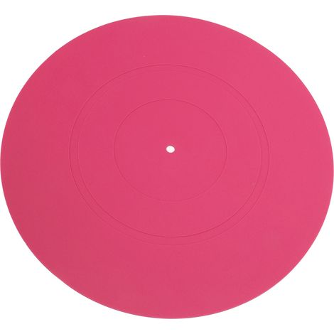 Tapis de platine vinyle universel en caoutchouc pour platines LP : réduit le bruit, basses plus profondes et de meilleure qualité (rose). (1/5)