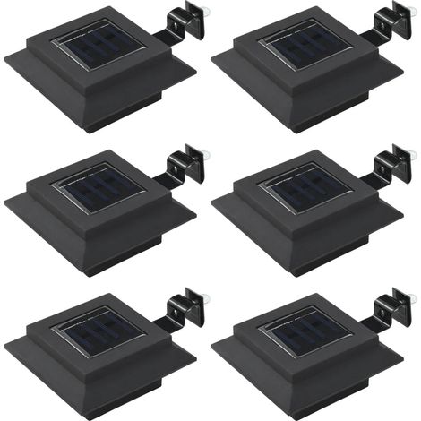 Juego de 6 luces solares cuadradas para exteriores fácil instalación 12 x 6,5 cm plástico negro 020045900 (1/5)