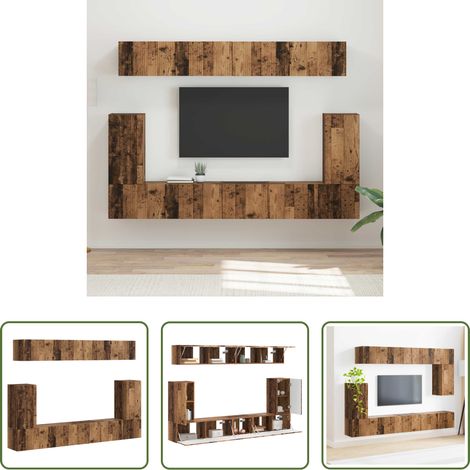 vidaXL Holzwerkstoff - TV-Schrankset Wandmontiert 5 pcs Altholz Holzwerkstoff (1/5)
