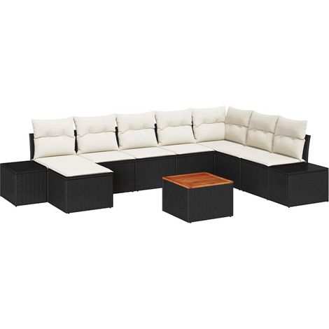 Maison Exclusive - Ensemble de canapé de jardin 9 pcs Noir et blanc (1/5)
