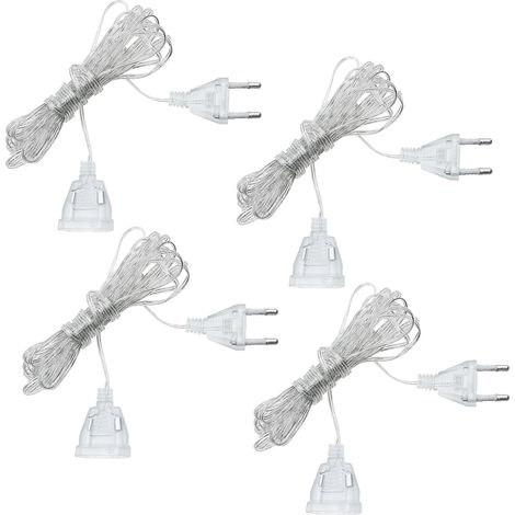 4 Pièces Rallonges Transparentes 3m Câble D'extension d'alimentation Rallonge Extérieure Fil Plat 2 Conducteurs Prise Européenne Câble Fin Transparent pour Lanternes LED Éclairage Décoratif (1/5)