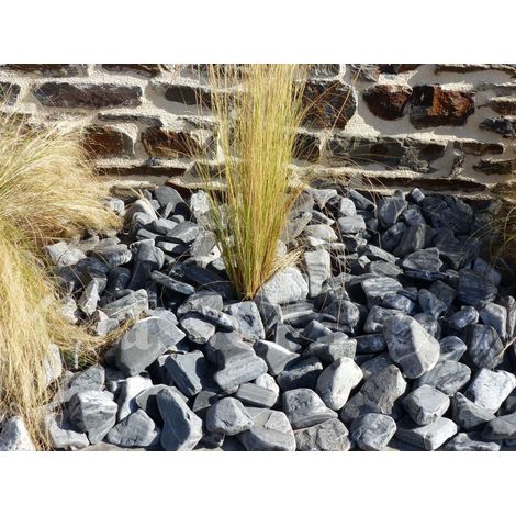Classgarden – Galet décoratif noir argenté 40-60 mm – Sac de 20 Kg – Pour massifs et chemins – Couverture optimale 2 sacs par m² (1/5)