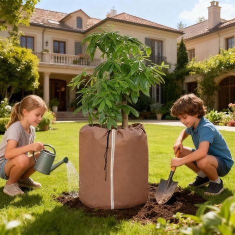 Les housses d'hiver pour plantes, équipées de cordons de serrage et de fermetures éclair, offrent une isolation et une protection contre le gel aux arbres fruitiers d'extérieur, aux plantes en pot et (1/5)