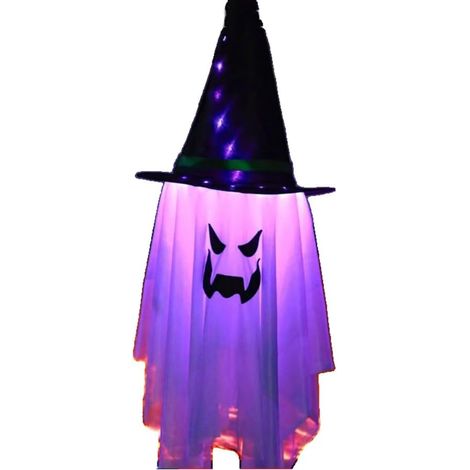 Décorations d'Halloween à suspendre fantôme lumineux fantôme volant faucheuse crâne chaînes fantôme lumineux fantôme blanc chapeau de magicien