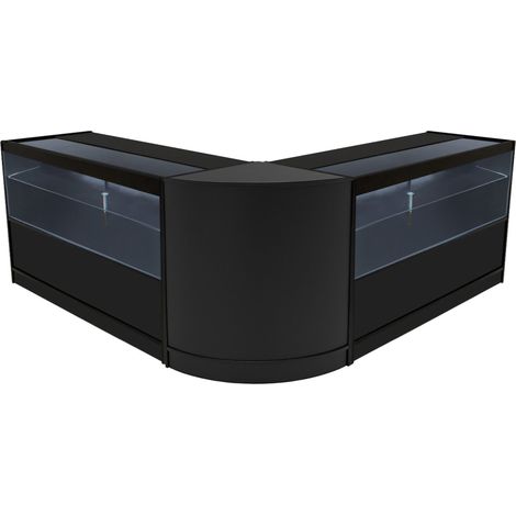 Set Banconi Nero Selene LED C1500 CM60 con Ante Scorrevoli, Chiavi, 3 Mobili Espositivi in Vetro con Ripiani Interni, Illuminazione Bianca per Negozio, Gioielli, Abbigliamento (1/5)