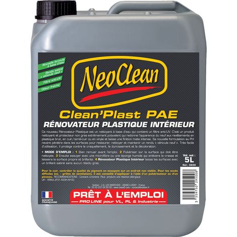 Rénovateur plastique intérieur odeur fraîche CLEAN'PLAST PAE - bidon de 5 litres - Ce produit de marque NEOCLEAN est neuf.