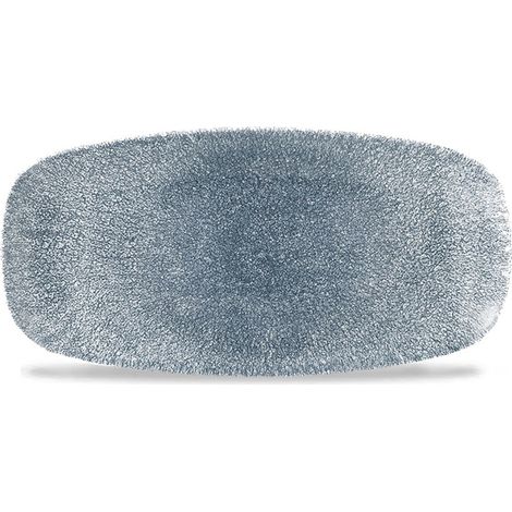 Assiette oblongue Raku bleu topaze chefs - 298x153mm - Finedine