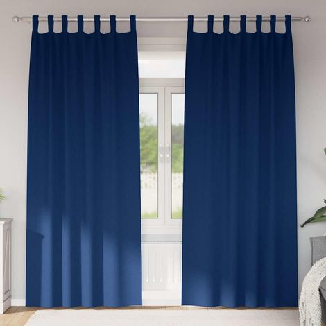 Verdunkelungs-Vorhänge mit Ringen 2 pcs Dunkelblau 245 x 140 cm
