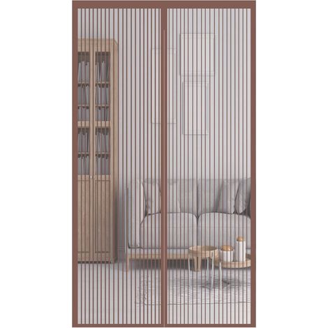 Moustiquaire magnétique pour porte - 90 x 210 cm, fermeture automatique - Maille haute densité - Installation sans perçage - Marron (1/5)