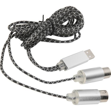 Câble MIDI USB 1,8 m avec interface de conversion, puce FTP, boîtier en métal et indicateur LED (1/5)
