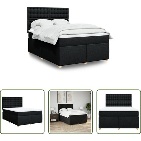 Sommeil réparateur -  Sommier à lattes de lit avec matelas Noir 140x190 cm Tissu (1/5)