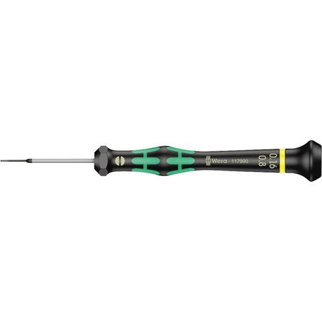 Tournevis électronicien pour vis à fente, 0.16 x 0.8 x 40 mm, Noir/vert