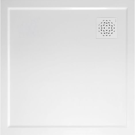 Receveur de douche XENA en marbre moulé, carré 90x90cm, blanc (1/4)