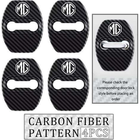 (A-carbone-4PCS) Cache-serrure universel en acier inoxydable anti-usure pour portières de voiture, compatible avec MG HS ZS GS 3 5 6 7 Hector TF GT ZR (1/4)