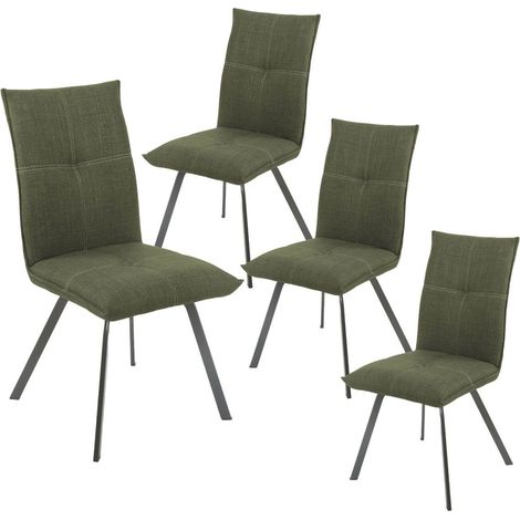 BISPO - Lot de 4 Chaises Tissu Texturé Coloris Vert kaki (1/4)