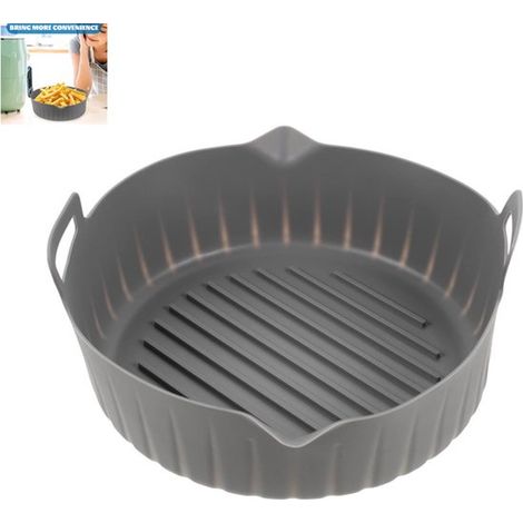 1 pièce - Moule rond pour friteuse à air chaud - Moule en silicone - Revêtement antiadhésif - Intérieur lavable - Convient aux friteuses à air chaud - Cuisson au four et à la poêle - Facile à nettoyer (1/5)