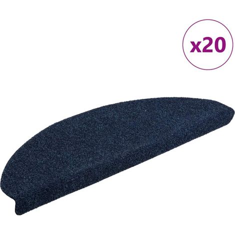 Felpudos autoadhesivos para escaleras, 20 unidades, 65 x 21 x 4 cm, color azul marino, semicirculares, grandes vidaXL