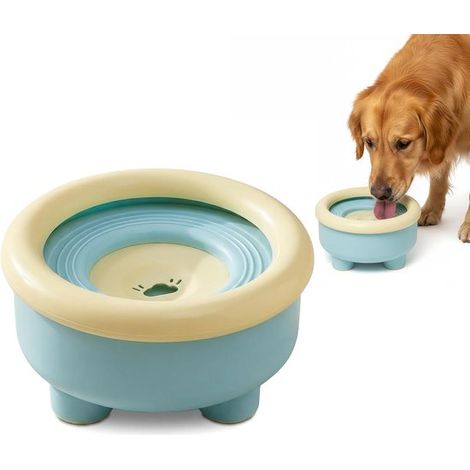 Gamelle anti-éclaboussures pour chien et chat 1,5 L, avec disque flottant et distributeur lent, anti-débordement, bleu (1/5)