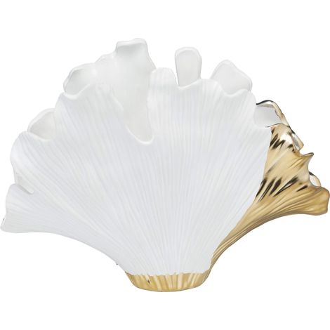 Kare Design vaso Gingko Elegance, oro/bianco, foglio di Gingko, portafiori di ceramica, decorazione ceremonia, stile Asia, simbolo vita, amore, idea regalo, 32x45x15 cm (1/5)