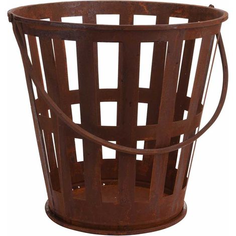 443153  Fire Basket with Handle Metal Rust ProGarden (1/2)