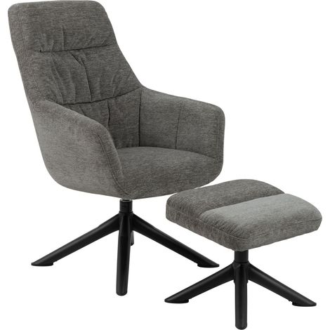 Fauteuil de salon confortable en tissu avec repose-pieds HAILEY (1/4)