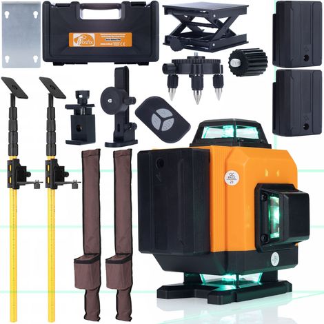 Rosfix Set Orange Tiger ROT16L – 16 Linien Kreuzlinienlaser mit Stativ 285 cm & 400 cm  360° Grünlaser, IP54, ±3°, 25 m Reichweite  Profi-Baulasernivelliergerät