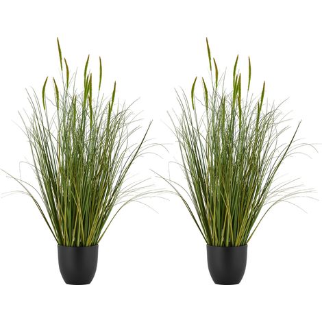 VEVOR Künstliche Graspflanze, 2er-Pack 889 mm Rohrkolbengras im Topf, PVC-Kunstpflanze, künstliche Grünpflanzen, Sträucher für Haus, Garten, Büro, Zimmerdekoration, Einweihungsparty, Grün (1/5)