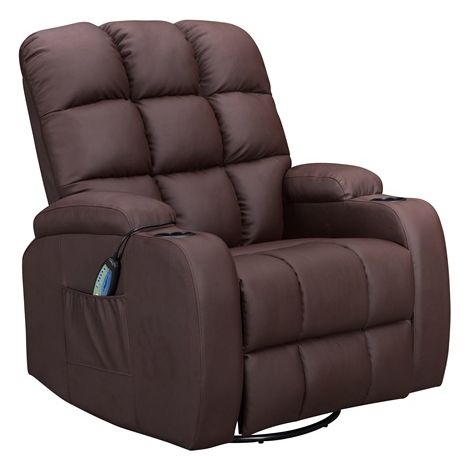 WestWood Leather Massage Sofa Swivel Chair Cinema Recliner Heating Function MLS12 Brown (1/5)