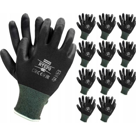 Guantes de trabajo / Negros / Talla: 7 - S / RTEPOBB7 - 12 unidades. (1/5)