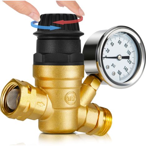 Régulateur de pression d eau réglable avec poignée pour véhicule récréatif réducteur de pression d eau en laiton sans plomb avec (1/5)