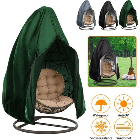 Funda protectora a prueba de polvo para silla colgante de jardín, color verde