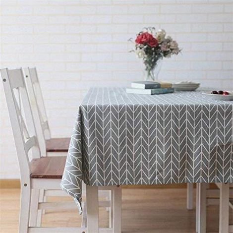 Nappe rectangulaire 120x160 cm en coton lin avec motif sergé pour cuisine & déco