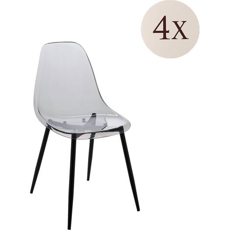 Dmora – Lot de 4 chaises ergonomiques en PET – Structure métallique résistante – Dimensions 53x46x81 cm – Pour bureaux et salles de réunion - 53x46h81