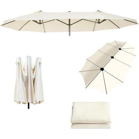 Grand Parasol De Jardin Exterieur,Parasol Rectangulaire,Grand Parasol,Parasol Double Pente Parasol Déporté Inclinable 4x3 Pour Marché,Piscine,Terrasse, Balcon Parasol 3x4(Seulement Le Tissu Parapluie) (1/5)