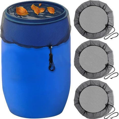 3 Pcs Filet pour Citerne de Pluie: Filet de Protection avec Cordon Serrage Réservoir D'eau Couvercle Ajustable, Filet Protection Protège Contre Feuilles et Larves Moustiques - Diamètre 80 cm (1/5)