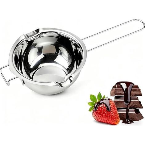 Pentola per fondere in acciaio inox, bagnomaria 480 ml, ciotola per fondere l'acqua in acciaio inox, ciotola per fondere in acciaio inox, pentola per fondere candele, pentola per fondere cioccolato, b (1/5)